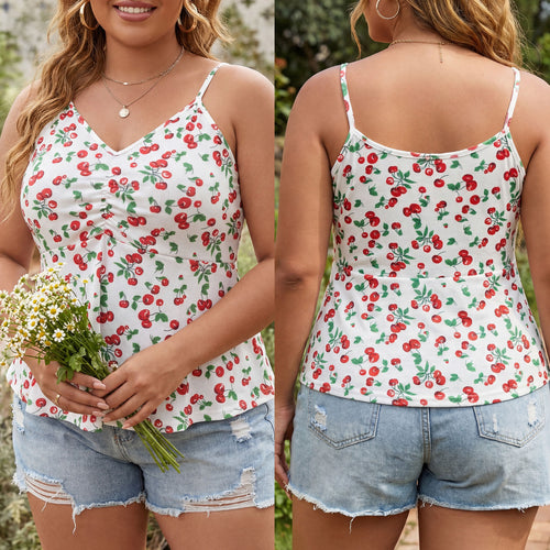 Damen, luftiges Blumenshirt mit Spaghettiträgern Echo Archiv