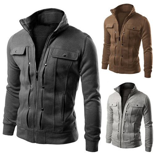 Herren modische Fleecejacke mit hohen Kragen und praktischen Taschen Echoarchiv