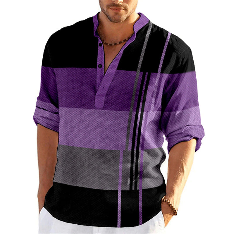 Herren Freizeitgestreiftes Popover-Shirt Echoarchiv