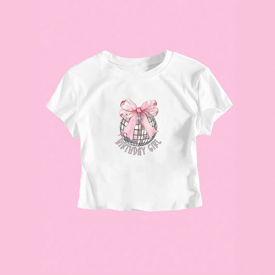 Damen Crop-T-Shirt mit festlichem Geburtstagsthema Echo Archiv
