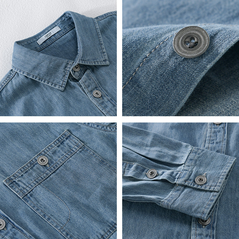 Herren Denim-Überhemd im lässigen Worker-Look mit Einstecktasche und softem Finish Echoarchiv