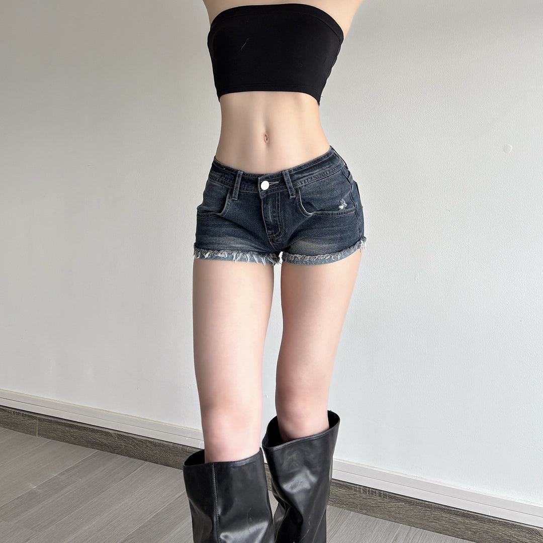 Damen Denim-Shorts mit ausgefranstem Saum Echo Archiv