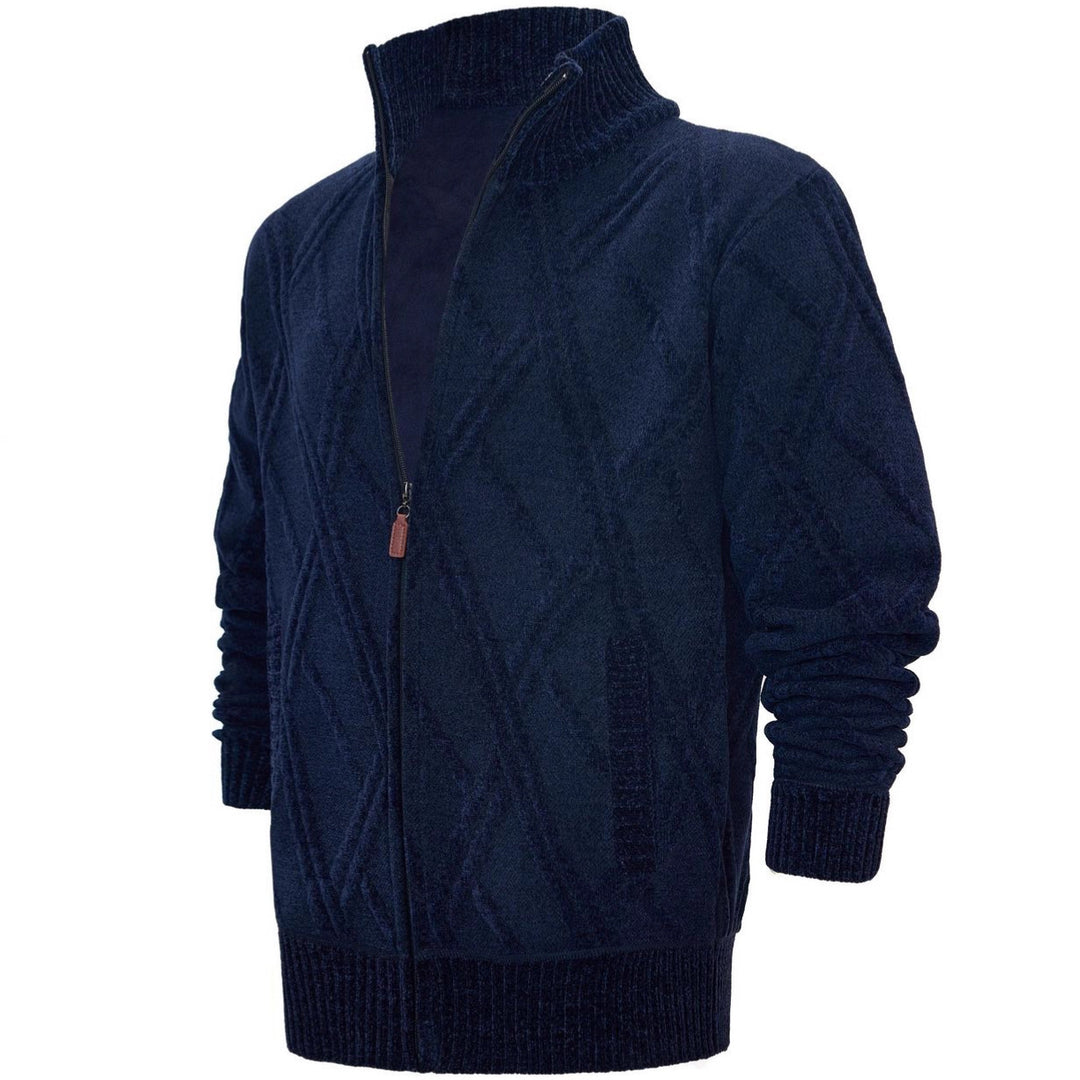 Herren Fleece-Jacke mit strukturierter Oberfläche und hohem Kragen Echoarchiv