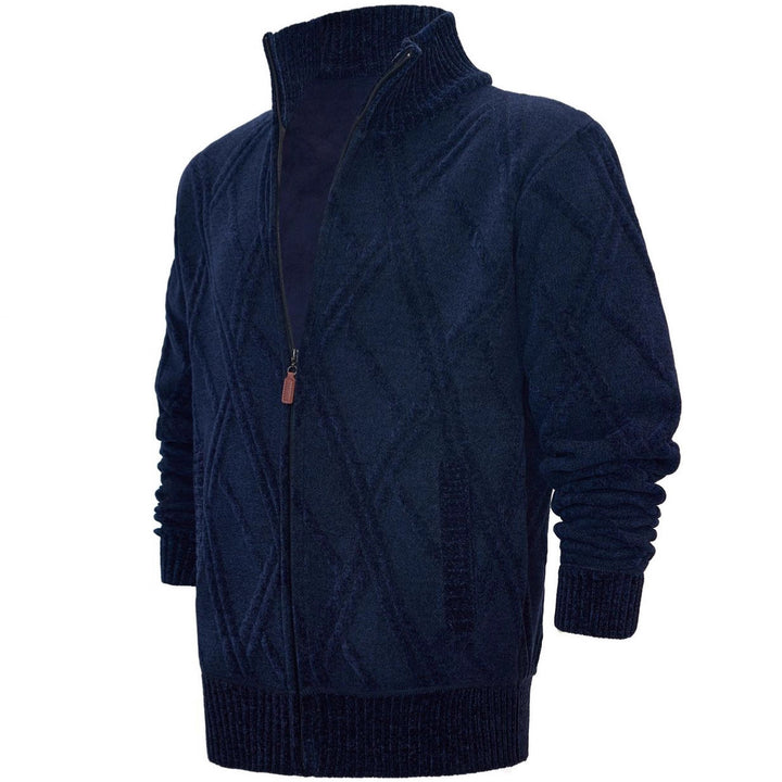Herren Fleece-Jacke mit strukturierter Oberfläche und hohem Kragen Echoarchiv