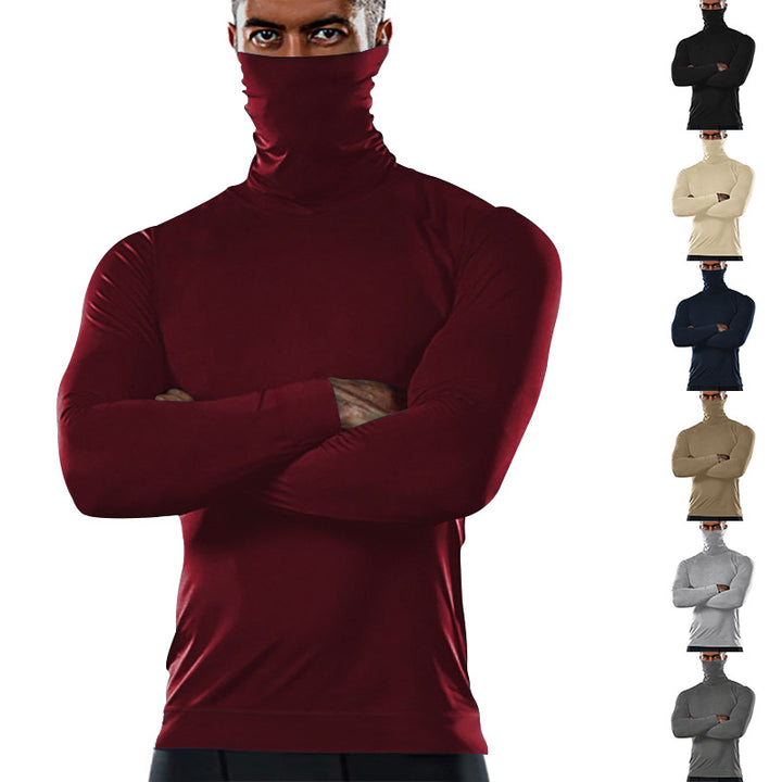 Herren funktionales Langarmshirt mit hohem Kragen und feuchtigkeitsregulierendem Material Echoarchiv