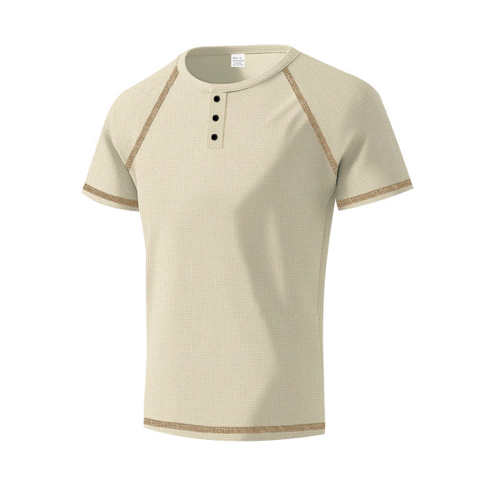 Herren sportliches T-Shirt mit modischem Knopfleisten-Design Echoarchiv
