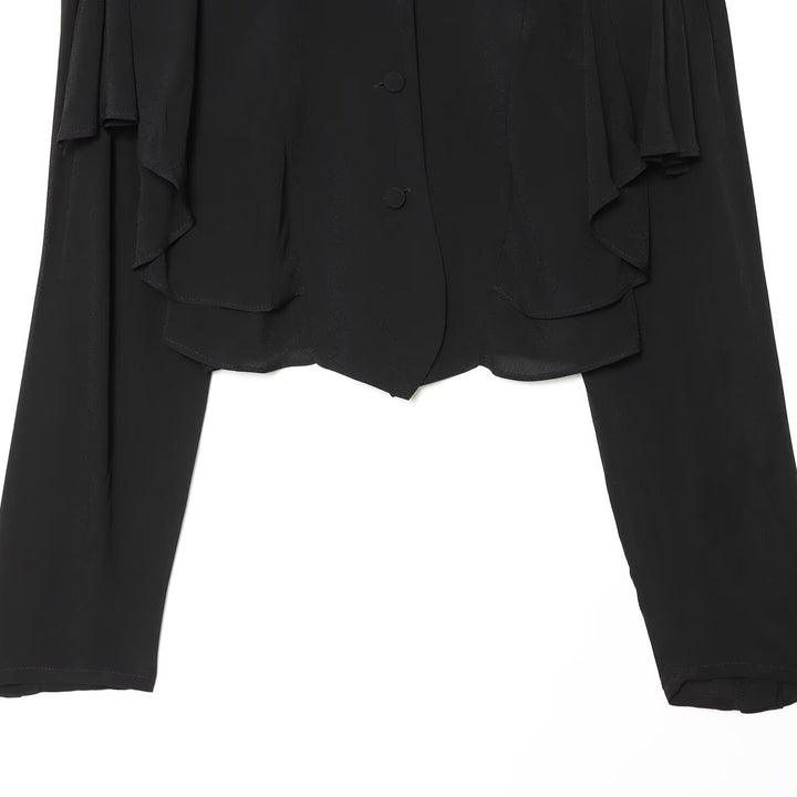 Damen Kurzjacke mit Lagenvolants, Stehkragen und verdeckter Knopfleiste Echo Archiv