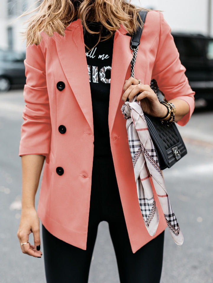 Damen nan taillierter Longblazer mit doppelreihiger Knopfleiste, Reverskragen und Eingrifftaschen Echo Archiv