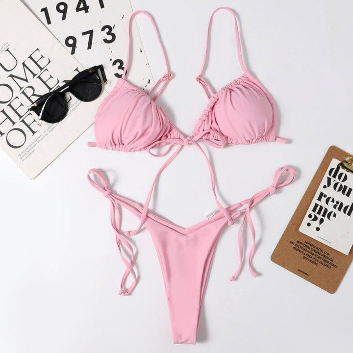Damen Tiefer Ausschnitt Triangel-Bikini mit verspielten Bindebändern Echo Archiv