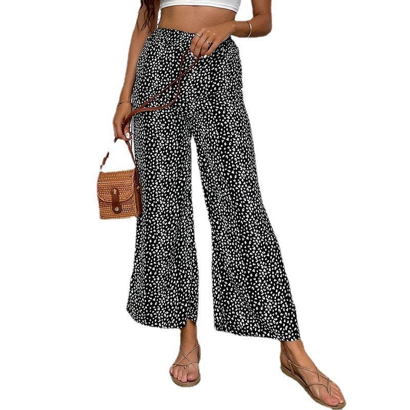 Damen Leichte Palazzo‑Hose mit hohem Gummibund und dezentem Animal‑Print – Avélisse