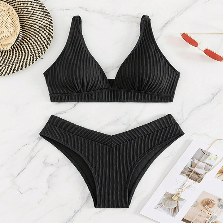Damen Hochgeschnittenes Triangel-Bikini-Set mit strukturiertem Stoff Echo Archiv