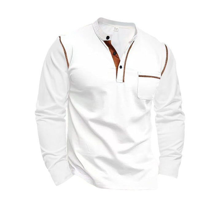 Herren Langarm-Henley-Shirt mit modernem Kragen und praktischer Brusttasche Echoarchiv