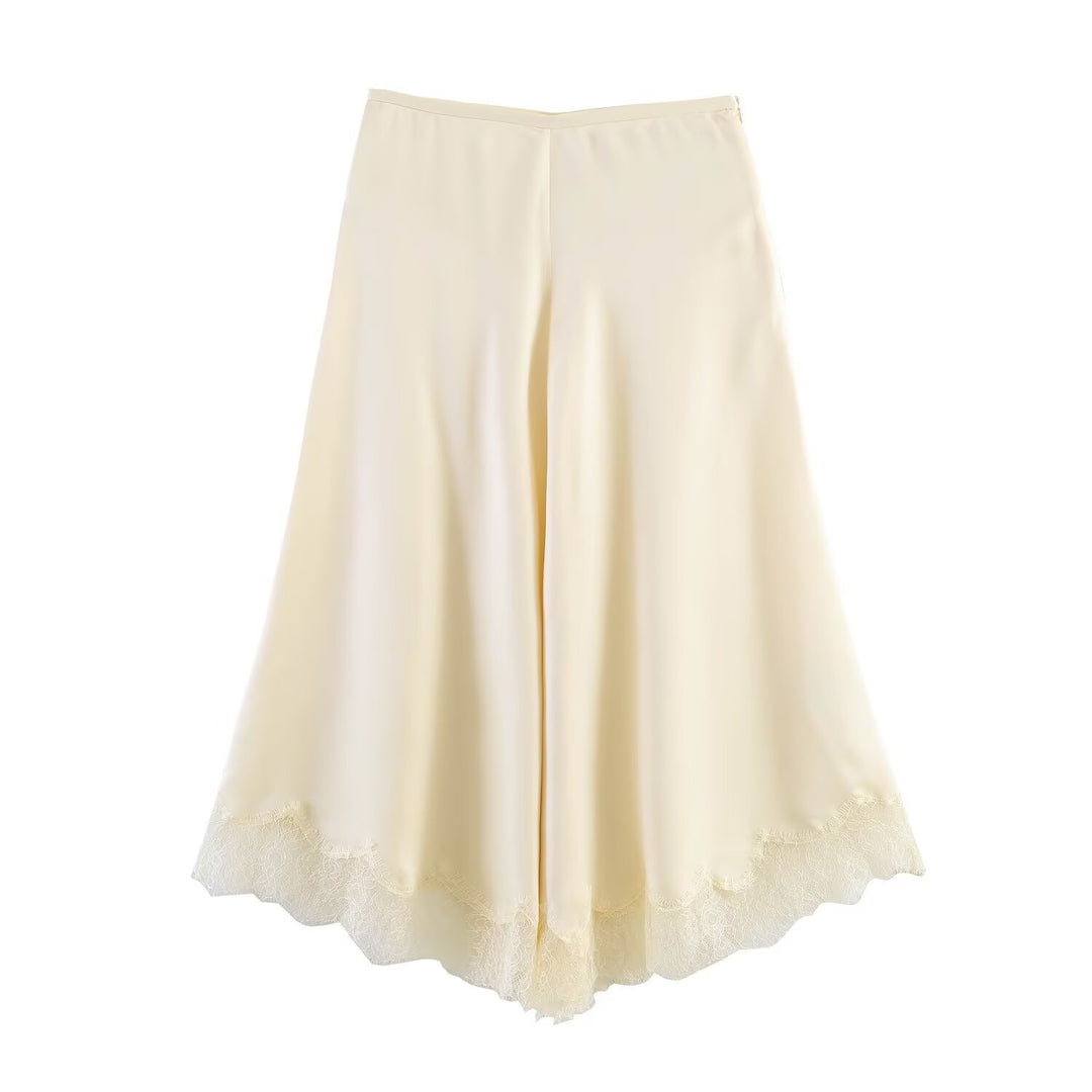 Damen eleganter plissierter Culotte-Rock mit zarten Spitzenakzenten Echo Archiv