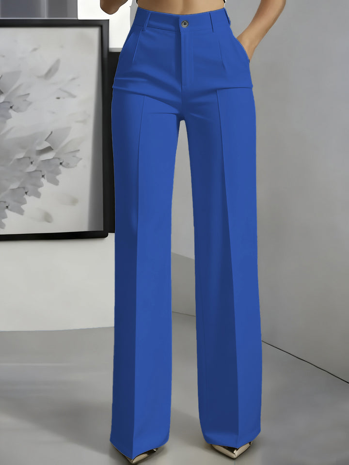 Damen Hochtaillierte Palazzo-Hose mit Bügelfalte und Eingrifftaschen Echoarchiv