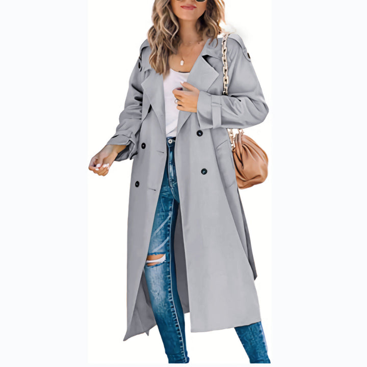 Damen legerer Trenchcoat mit Gürteldesign und stylischen Knöpfen Echoarchiv