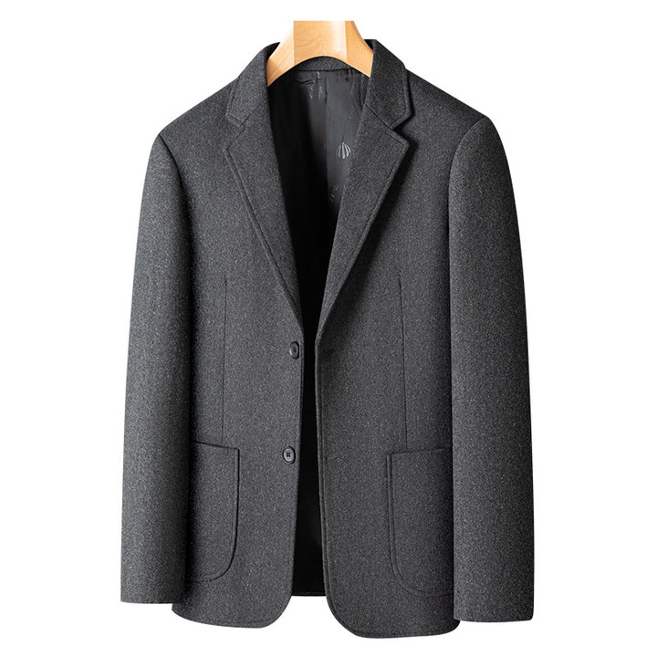 Herren Smart-Casual Wollmix-Sakko im Mantelstil mit aufgesetzten Taschen – Tianoro