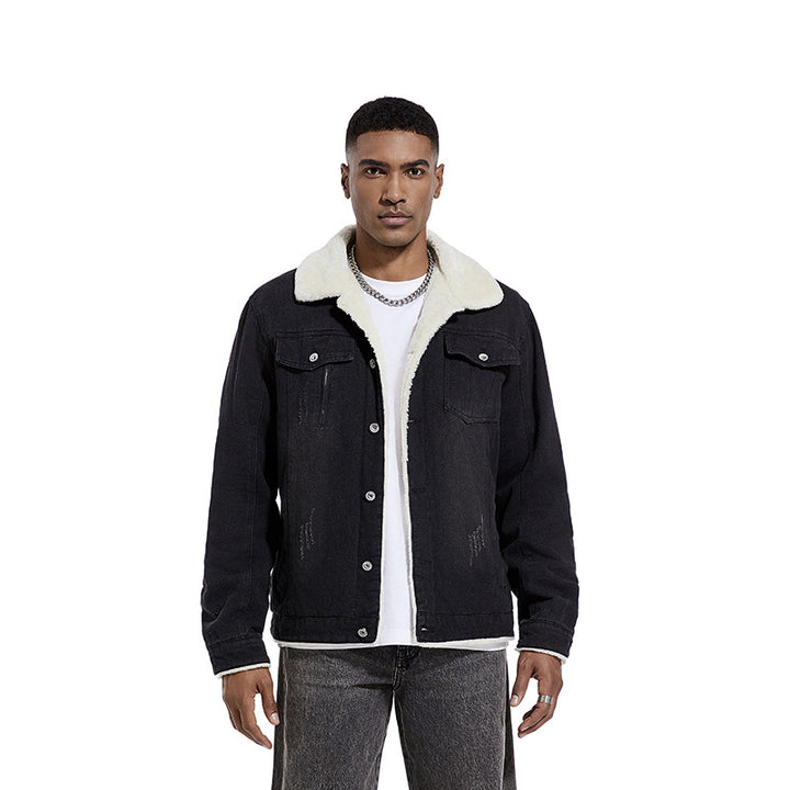 Herren Geprägte Jeansjacke mit Fleece-Innenfutter Echo Archiv