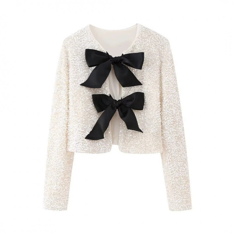 Damen Pailletten-Bolerojacke mit dekorativen Satin-Schleifen Echo Archiv