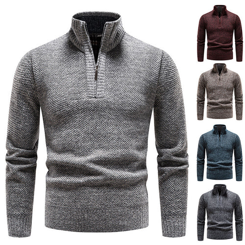 Herren Sportlicher Strickpullover mit halbem Reißverschluss und strukturiertem Design Echoarchiv