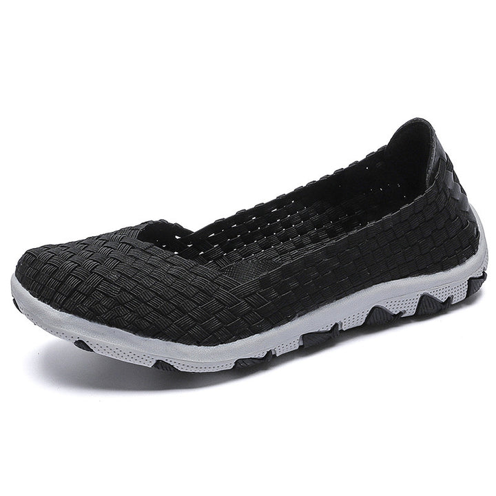 Damen nan gestrickter Slip-On Freizeitschuh mit geflochtenem Obermaterial und rutschfester Flexsohle Echo Archiv