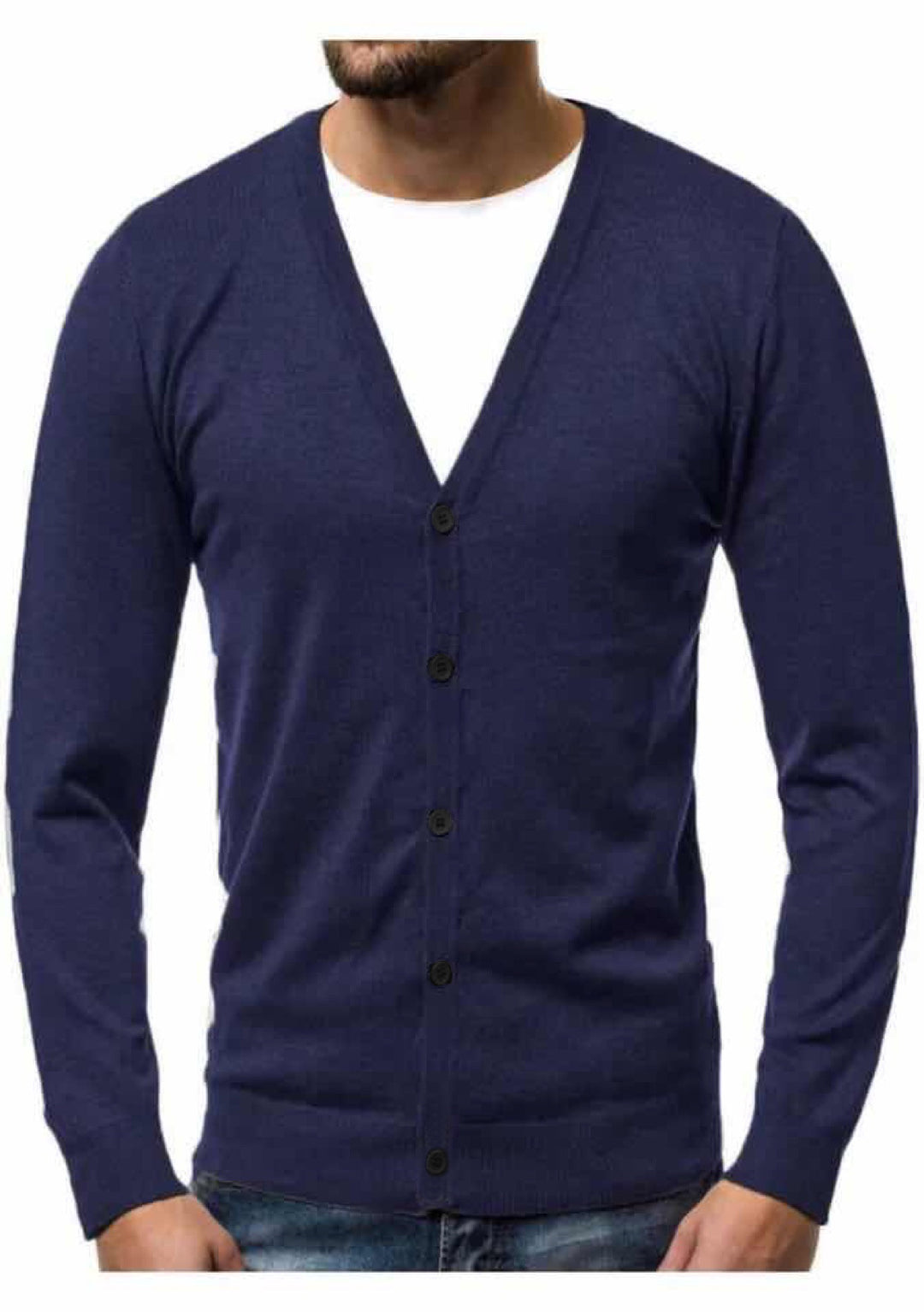 Herren nan Feinstrick-Cardigan mit V-Ausschnitt, schmaler Passform und durchgehender Knopfleiste Echo Archiv