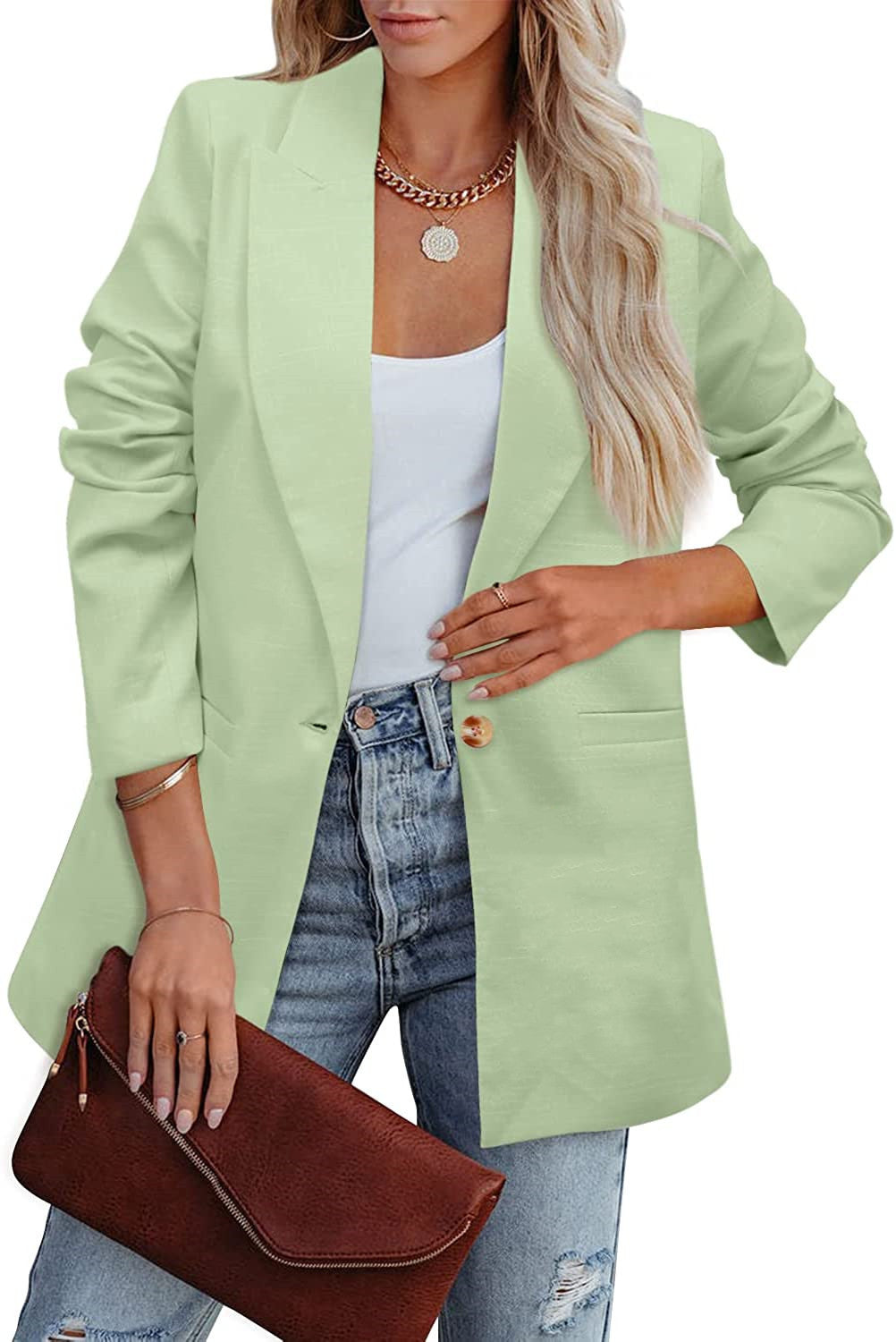 Echoarchiv | Doppelreihiger Blazer mit Gerafften Ärmeln und Taschen