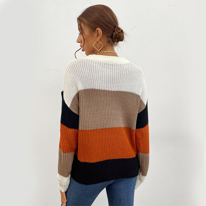 Damen Lässiger Strickpullover mit Farbblock Echo Archiv