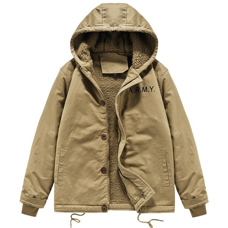 Herren Kurzparka mit Teddyfutter, Kapuze und Zwei-Wege-Reißverschluss – Taviero