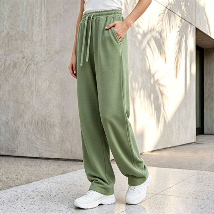 Damen nan weite Loungepalazzo-Hose mit hohem Komfortbund, Kordelzug, seitlichen Eingrifftaschen und dekorativer Seitennaht Echo Archiv
