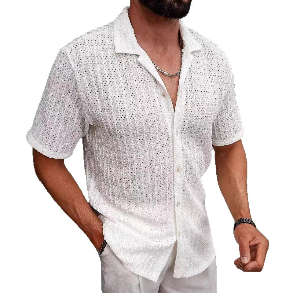 Herren Kurzarm-Hemd mit strukturiertem Design Echoarchiv