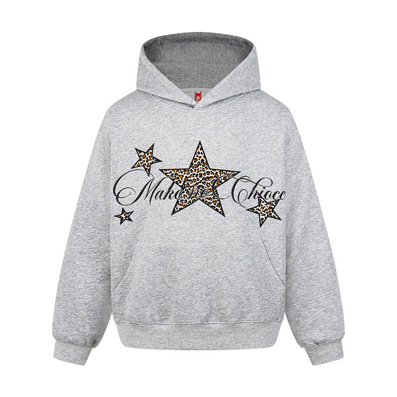 Damen Oversize Kapuzenpullover mit Kängurutasche und Leo‑Stern‑Print Echoarchiv
