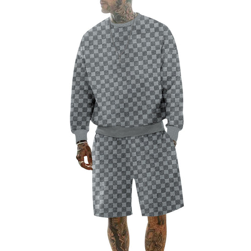 Herren nan oversized Waffelstrick-Lounge-Set mit Crewneck-Sweatshirt und knielangen Bermuda-Shorts Echo Archiv