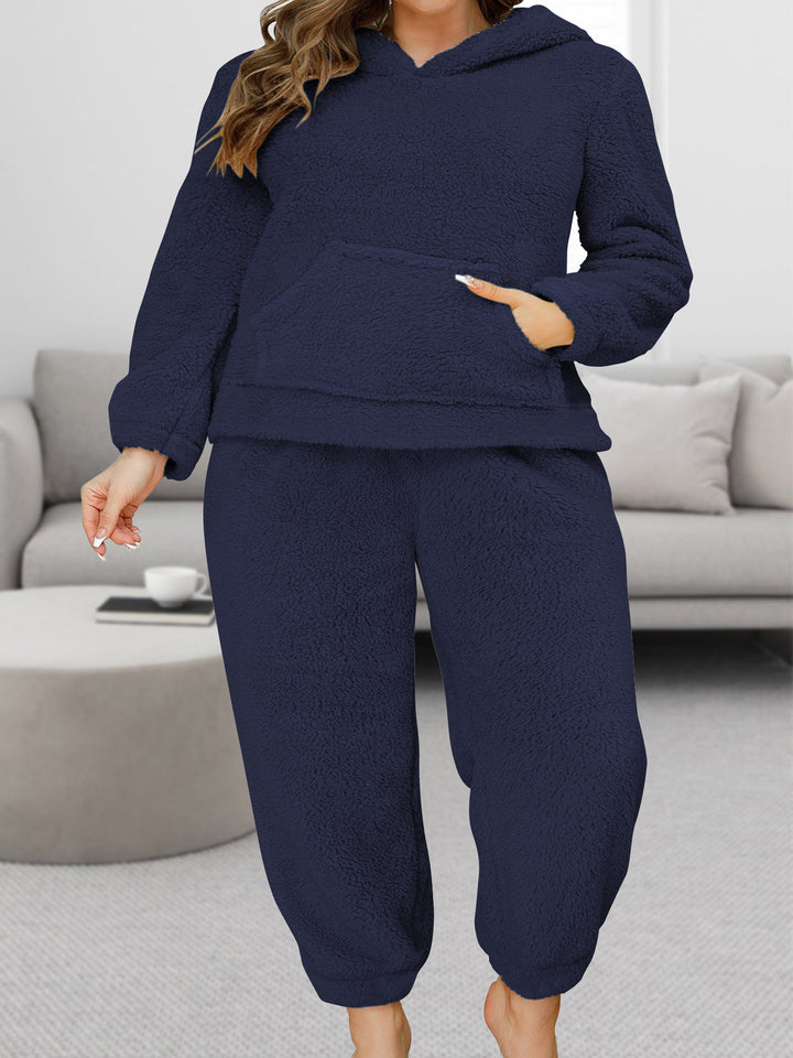 Damen Kuscheliges Teddy-Fleece Lounge-Set mit Kapuzenpullover und Jogginghose echoarchiv-