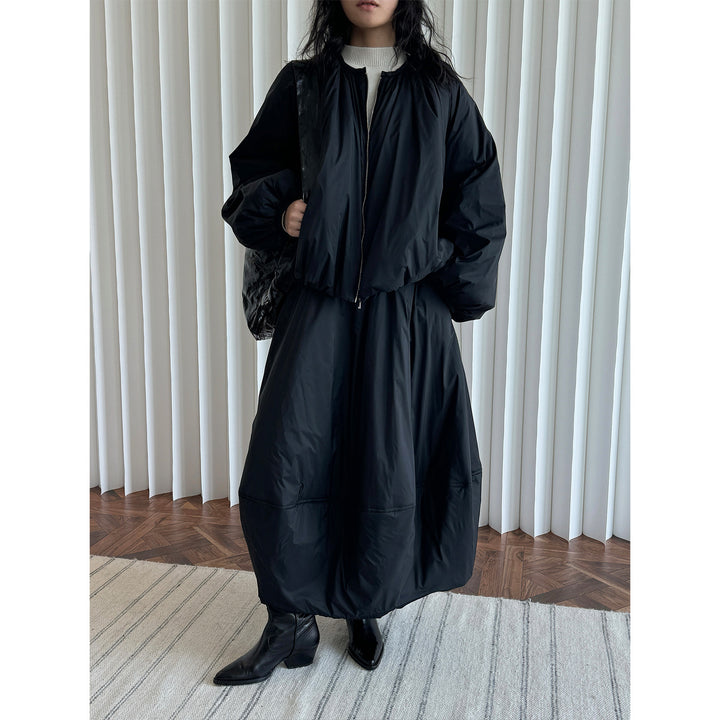 Damen Voluminöse Bomberjacke im Cape‑Stil mit Ballonärmeln und Tunnelzug Echoarchiv