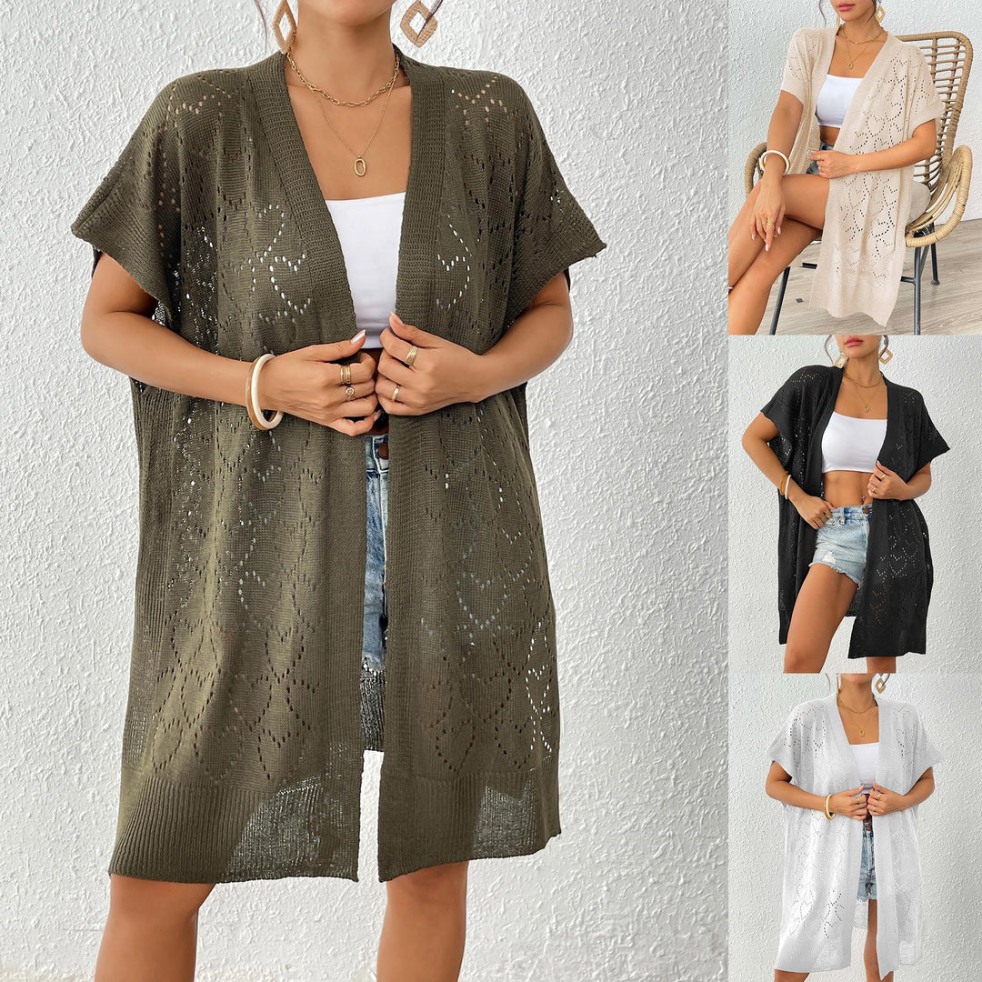 Damen luftiger Strick-Kimono mit floralem Lochmuster Echo Archiv
