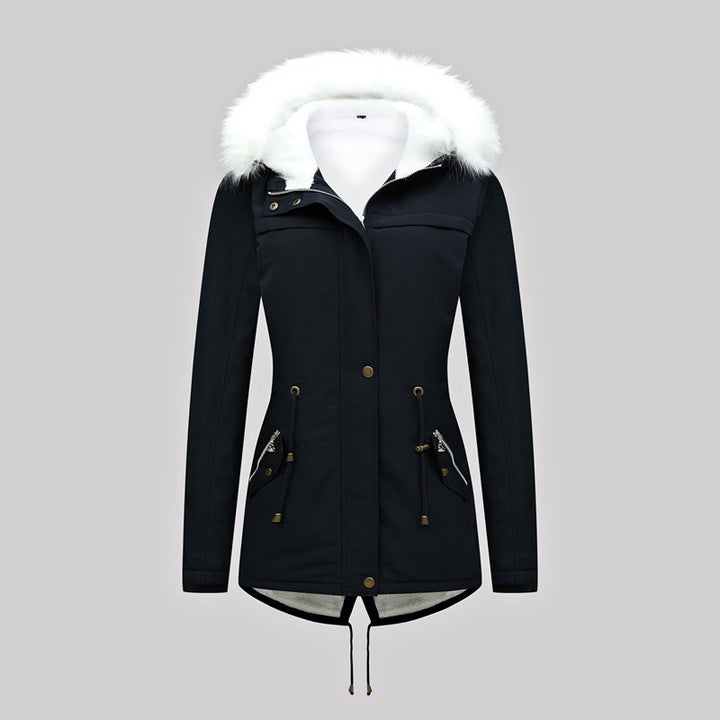 Damen Taillierter Winterparka mit Thermofleece-Futter und abnehmbarer Kunstfellkapuze Echoarchiv