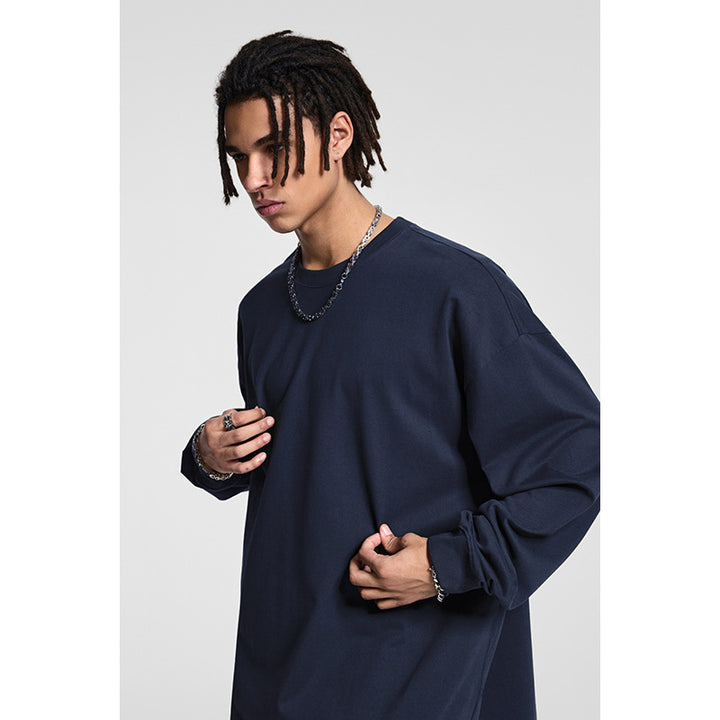 Herren Oversize-Langarmshirt mit überschnittener Schulter und Rundhalsausschnitt Echo Archiv