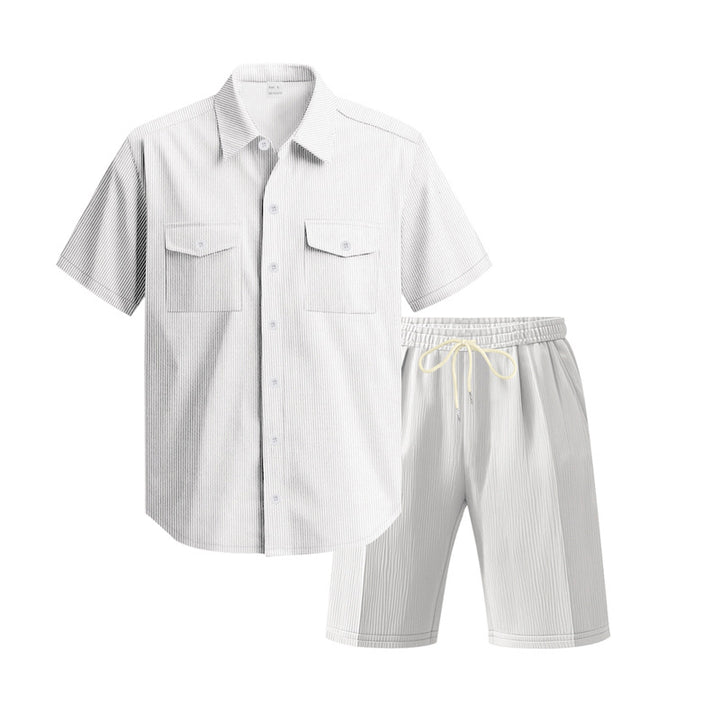 Herren Kurzarm-Hemd und Shorts Set mit praktischen Taschen und bequemer Passform Echoarchiv