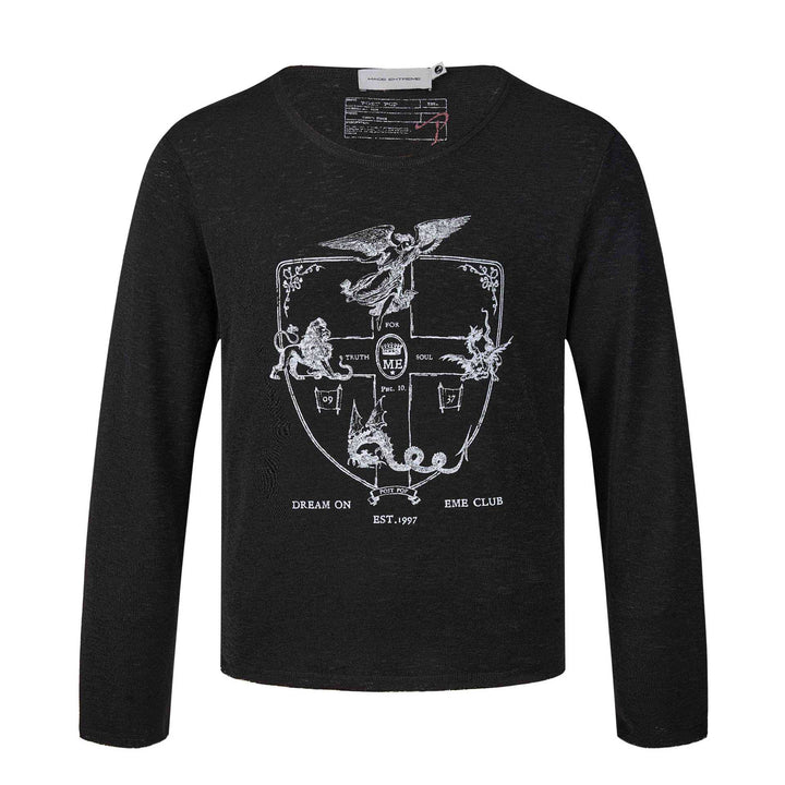 Unisex Langärmeliges Feinstrick-Shirt mit Wappenprint Echoarchiv
