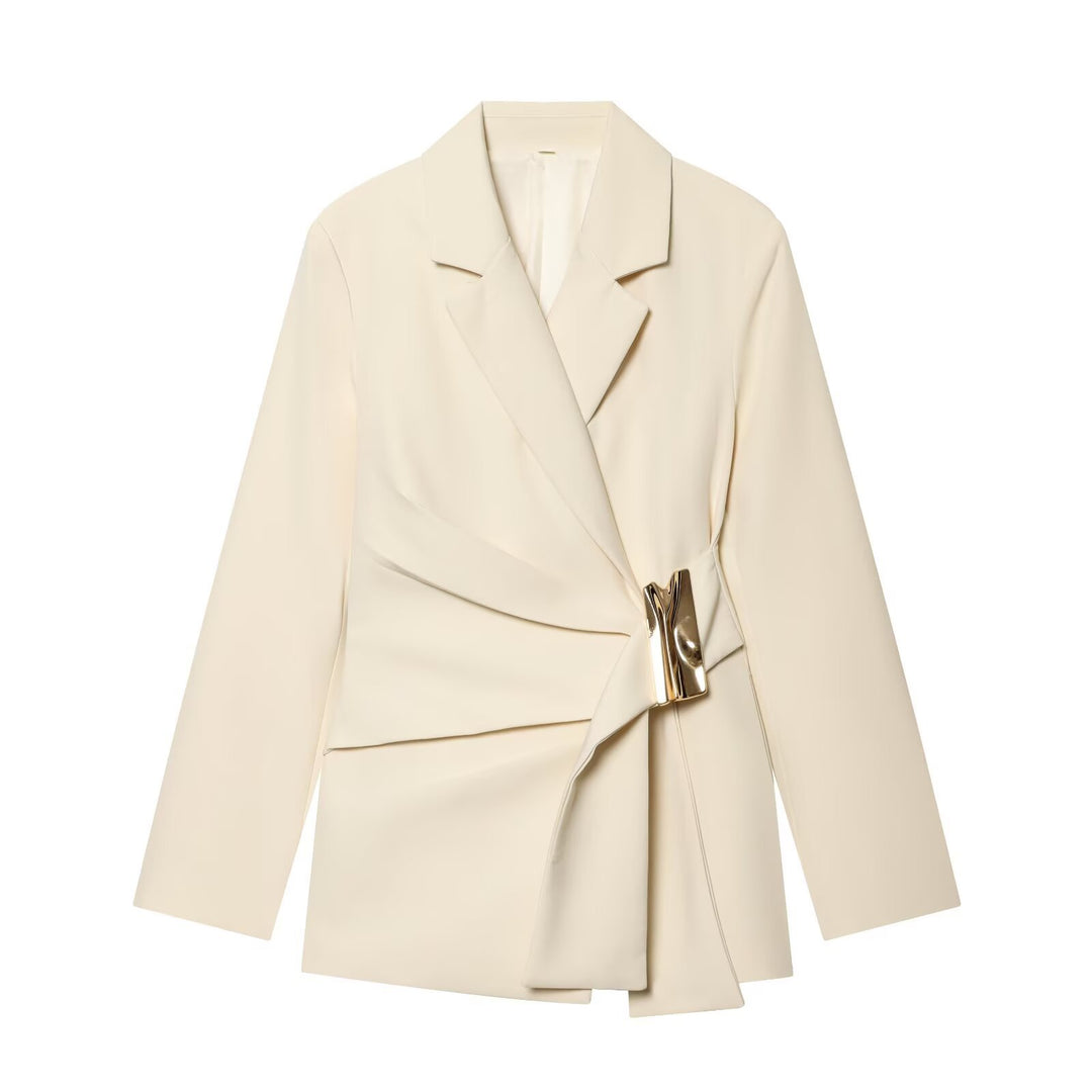 Damen Zweiteiliges Wickelblazer- und Palazzo-Anzugset mit Ziergürtel Echo Archiv