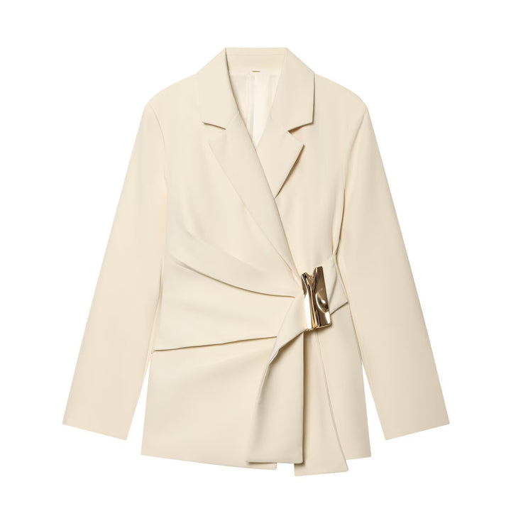 Damen Zweiteiliges Wickelblazer- und Palazzo-Anzugset mit Ziergürtel Echo Archiv