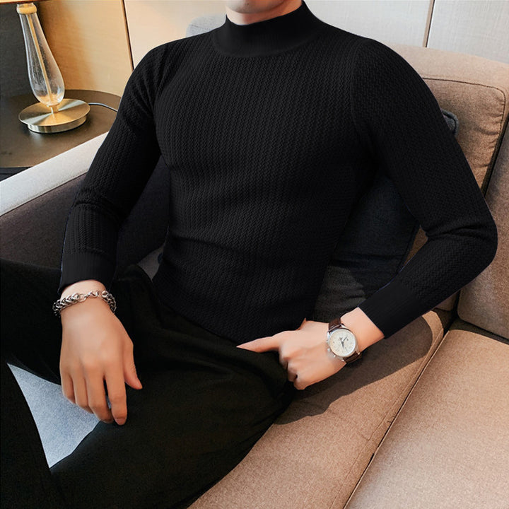 Damen Elegantes Langarmshirt mit strukturiertem Stoff und hohem Kragen Echoarchiv