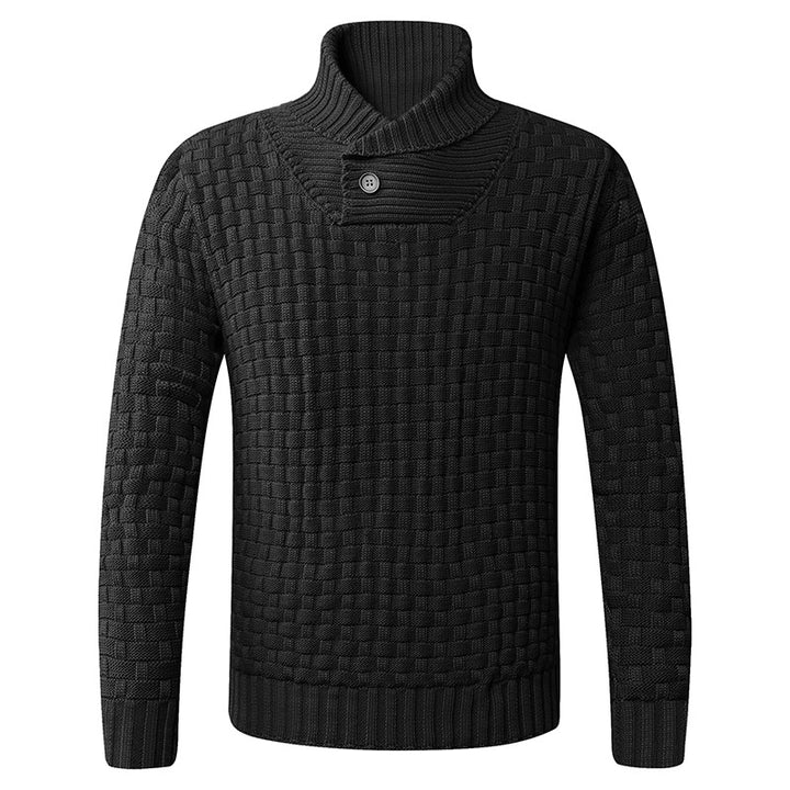 Herren Strickpullover mit modernem Zopfmuster und Stehkragen Echoarchiv