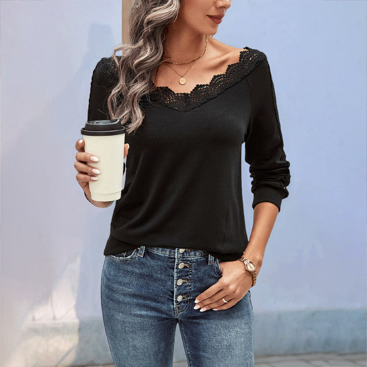 Damen Elegantes Strickoberteil mit Spitzenakzenten Echo Archiv