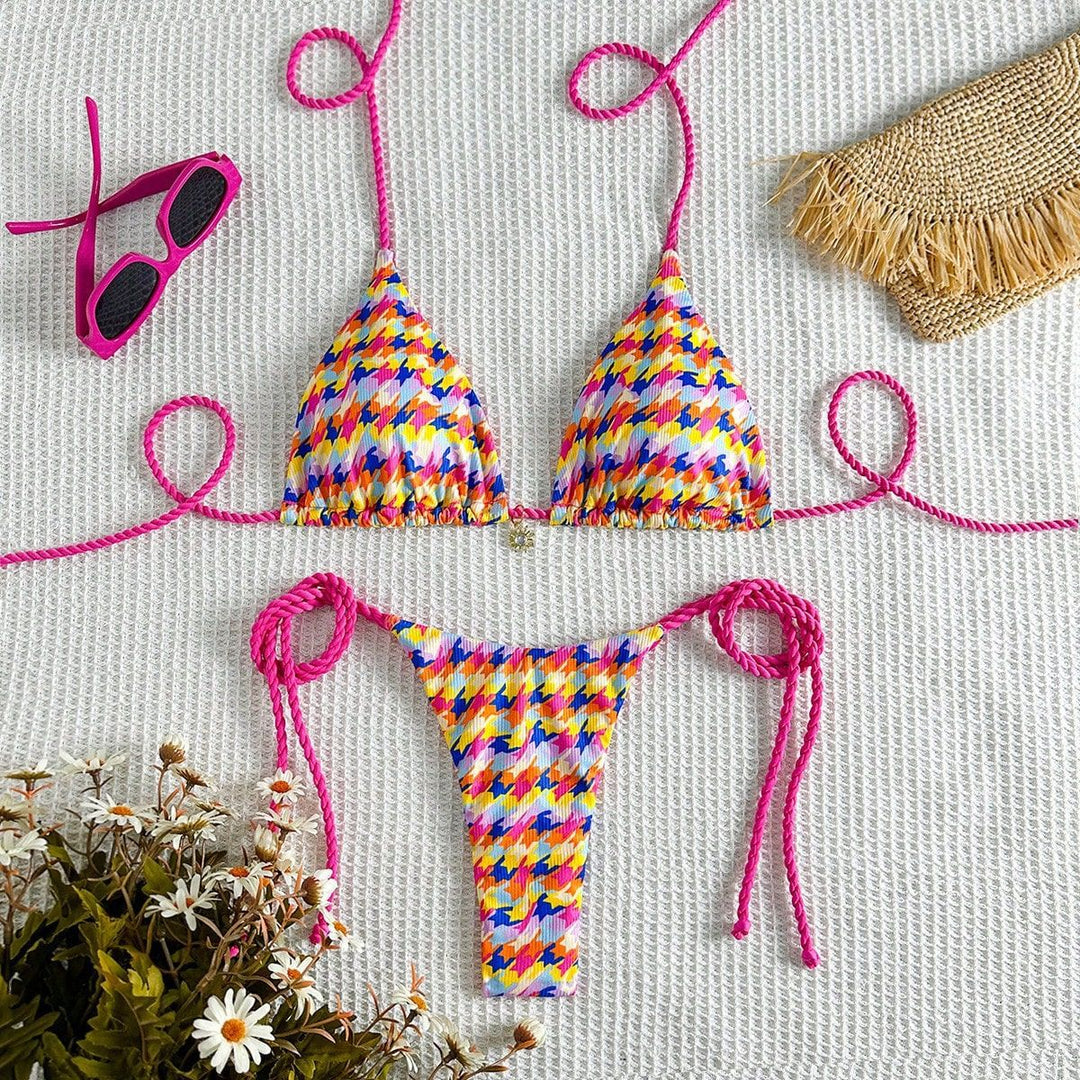 Damen Triangel-Bikini mit buntem Geometrie-Muster Echo Archiv