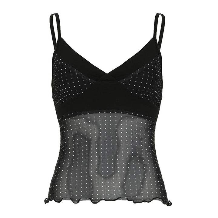Damen Verspieltes Spaghetti-Trägertop mit transparenten Akzenten und Punkten Echo Archiv