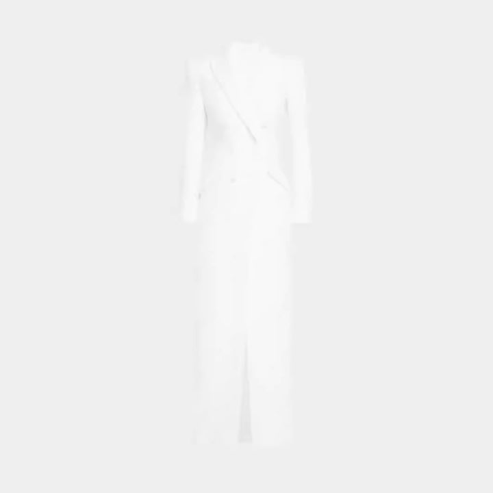 Damen Blazerkleid Maxikleid mit Doppelreiher, taillierter Silhouette und hohem Frontschlitz Echoarchiv