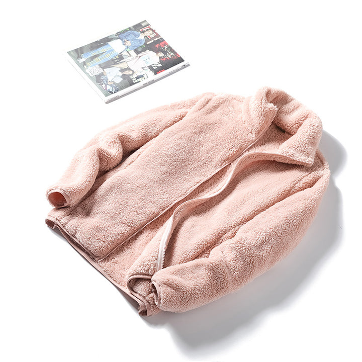 Damen Kuschelige Teddy-Fleecejacke mit Stehkragen und verdecktem Reißverschluss – Célinea