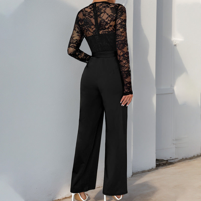 Damen Eleganter und vielseitiger Jumpsuit mit Spitzenoberteil Echo Archiv