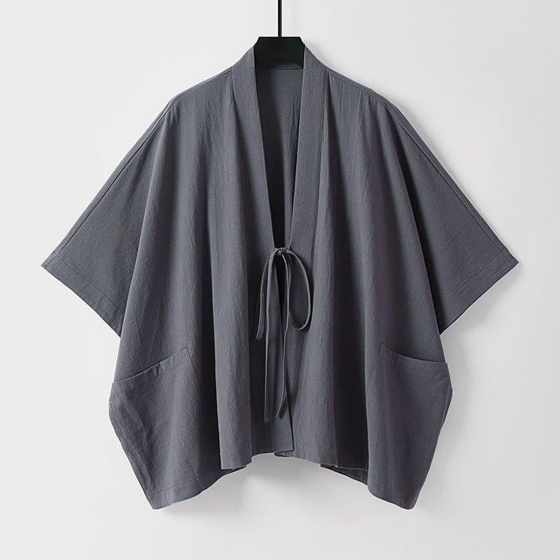 Damen Oversize Kimono-Cardigan mit Bindeband und aufgesetzten Taschen Echoarchiv